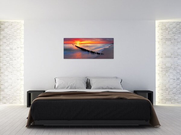 Tablou - Apus de soare, Marea Baltică, Polonia (120x50 cm)
