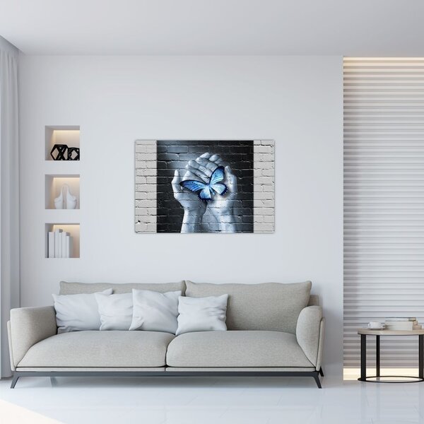 Tablou - Fluture pe perete (90x60 cm)