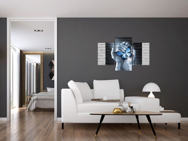 Tablou - Fluture pe perete (90x60 cm)
