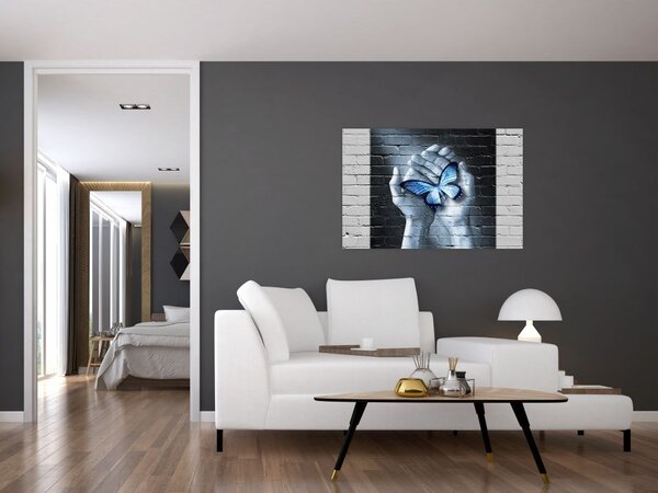 Tablou - Fluture pe perete (90x60 cm)