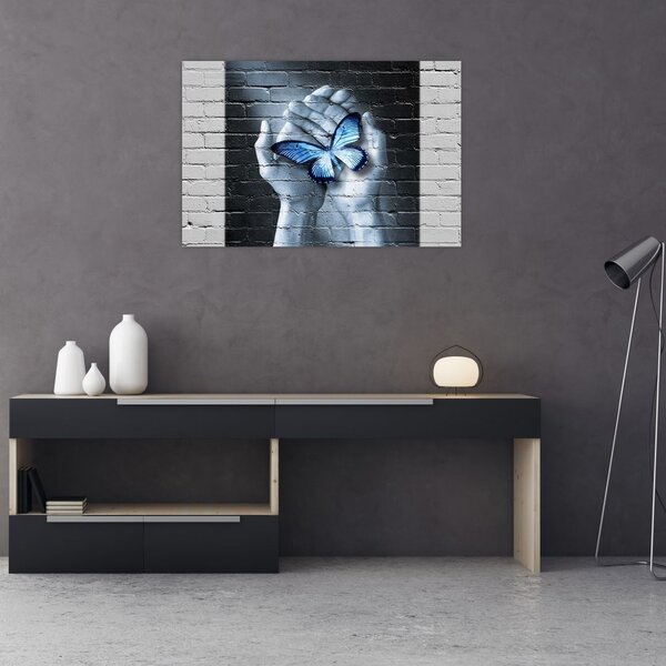 Tablou - Fluture pe perete (90x60 cm)