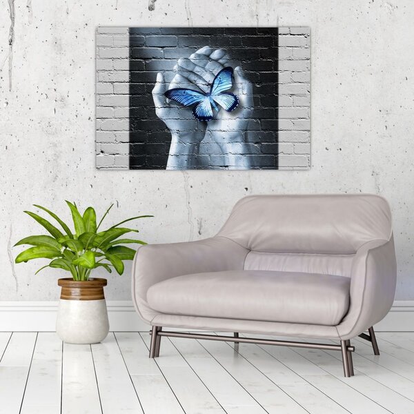 Tablou - Fluture pe perete (90x60 cm)