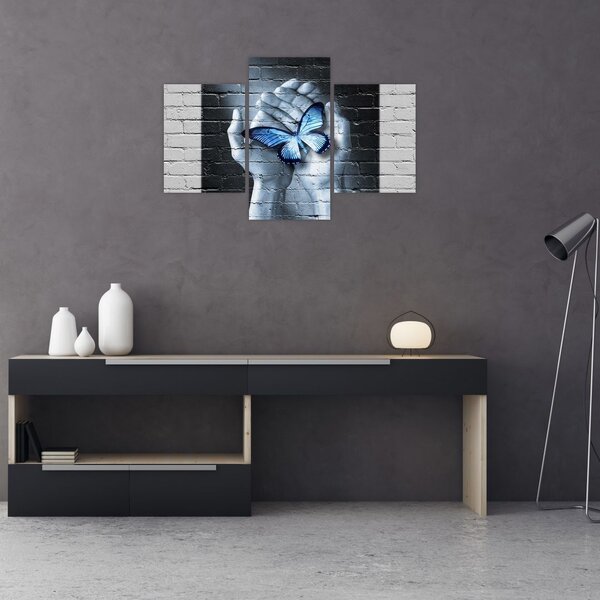 Tablou - Fluture pe perete (90x60 cm)