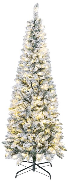 HOMCOM Brad de Crăciun Înzăpezit cu 180 de Lumini LED cu 11 Efecte și 479 de Ramuri, Ø65x180 cm, Verde și Alb | Aosom Romania