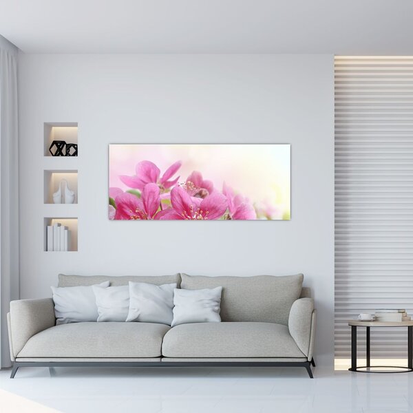 Tablou - Flori roz (120x50 cm)