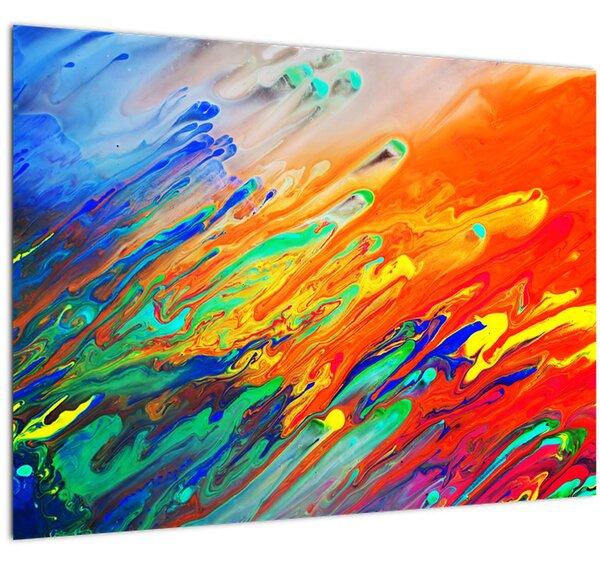 Tablou pe sticlă - Abstract colorat (70x50 cm)