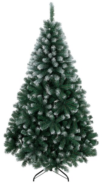 HOMCOM Brad de Crăciun cu 700 Ramuri Ignifuge, Efect Înzăpezit Realist și Bază din Oțel, 100x100x180 cm, Verde | Aosom Romania