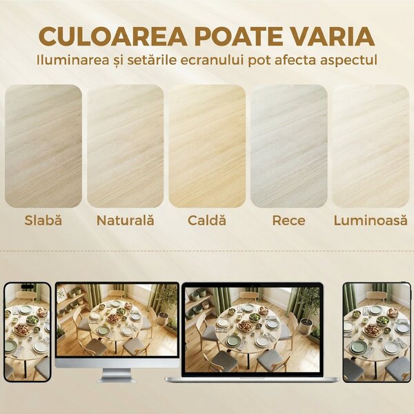 HOMCOM Masă Pliabilă pentru 2-6 Persoane, Cadru Dublu X din Oțel, Finisaj Natural | Aosom Romania