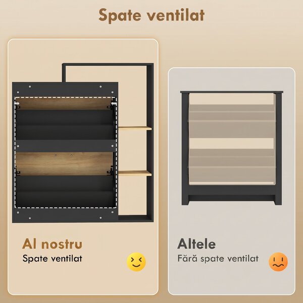 HOMCOM dulap slim pantofi, dulap economisire spațiu, pantofar slim, dulap rabatabil pantofi, pantofar economisire spațiu | Aosom Romania