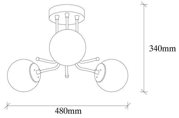 Lustra Daisy Chandelier, Negru, 48x48x34 cm