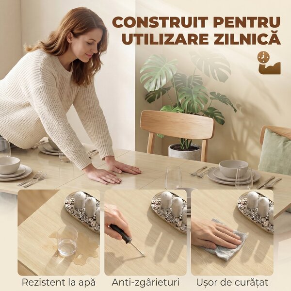 HOMCOM Masă Pliabilă pentru 6 Persoane cu 2 Sertare și 4 Rafturi | Aosom Romania