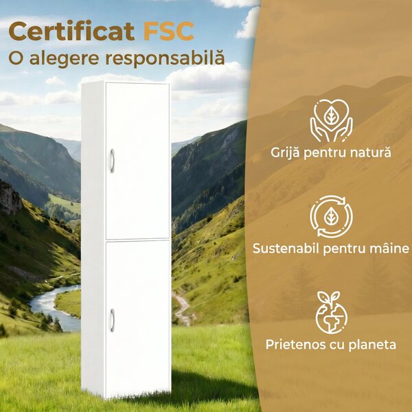HOMCOM Bibliotecă Înaltă 180 cm, Raft Modern cu 5 Niveluri Reglabile, Mobilier Independent pentru Living, Dormitor, Birou, Alb | Aosom Romania