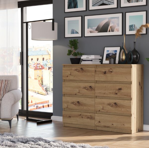 Comoda cu 8 sertare R-120-S8 - diferite variante de culoare sonoma