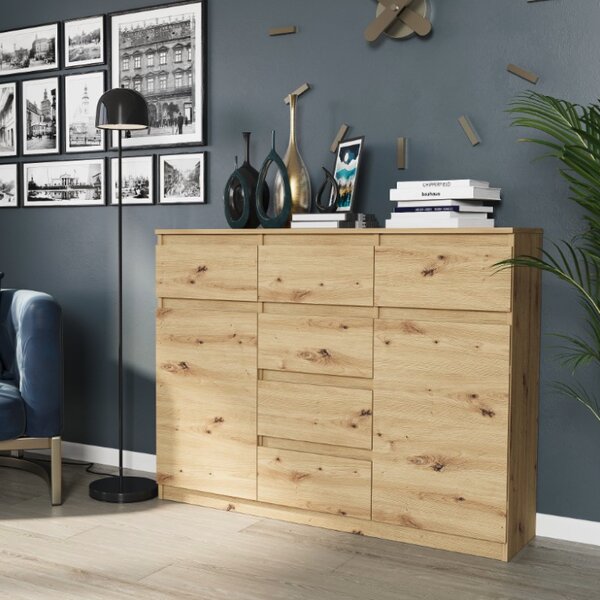 Comoda de design S-62D cu linii curate - diverse finisaje colorate Alb