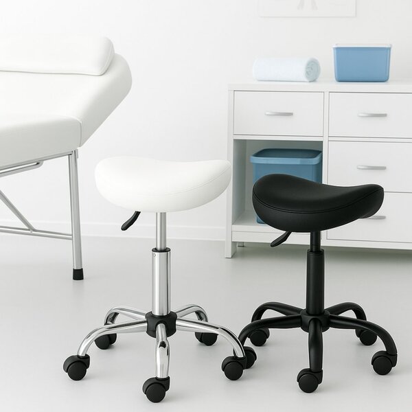 Scaun ergonomic pivotant în formă de șa, reglabil pe înălțime Negru