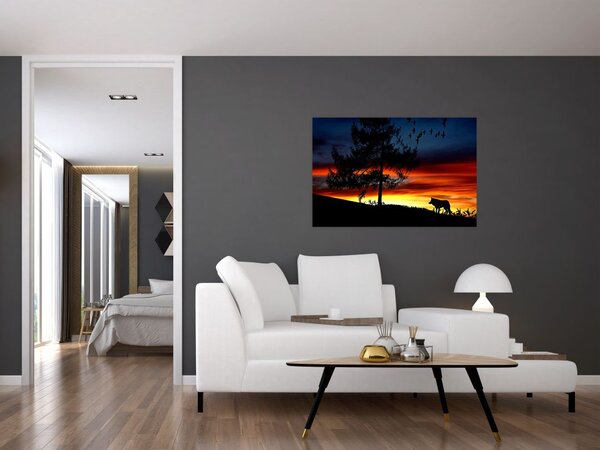 Tablou - Silueta unui lup (90x60 cm)