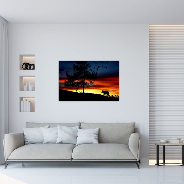Tablou - Silueta unui lup (90x60 cm)