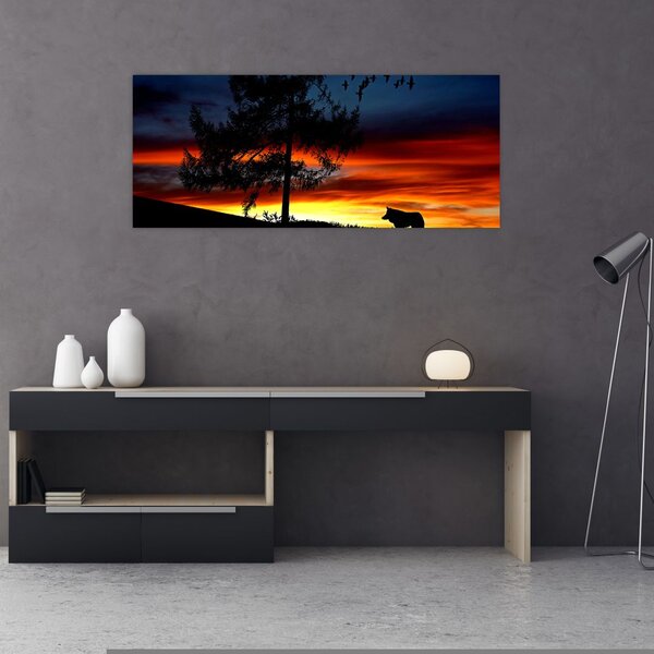 Tablou - Silueta unui lup (120x50 cm)