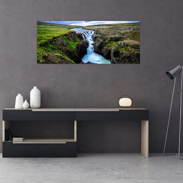 Tablou - Cascada intre stânci (120x50 cm)