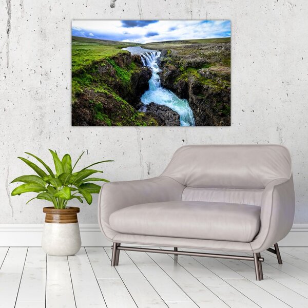 Tablou - Cascada intre stânci (90x60 cm)