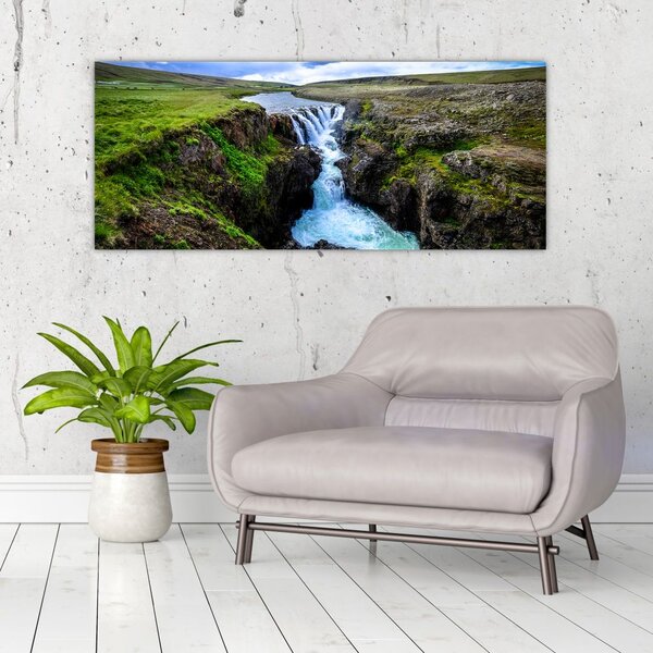 Tablou - Cascada intre stânci (120x50 cm)