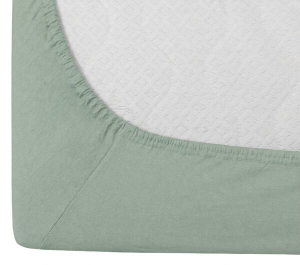 Cearsaf Jersey cu lycra verde menta inchisa 90 x 200 cm
