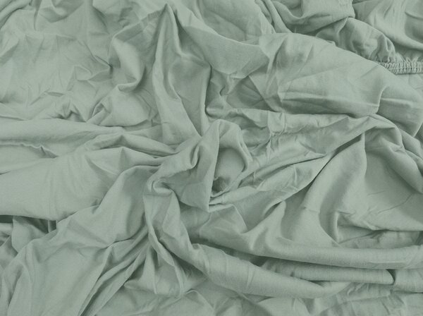 Cearsaf Jersey cu lycra verde menta inchisa 90 x 200 cm