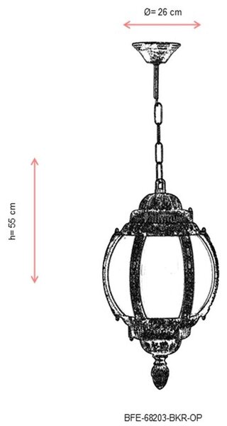 Lustra de exterior BFE 545454 Outdoor Chandelier, Maro, 26x55x26 cm