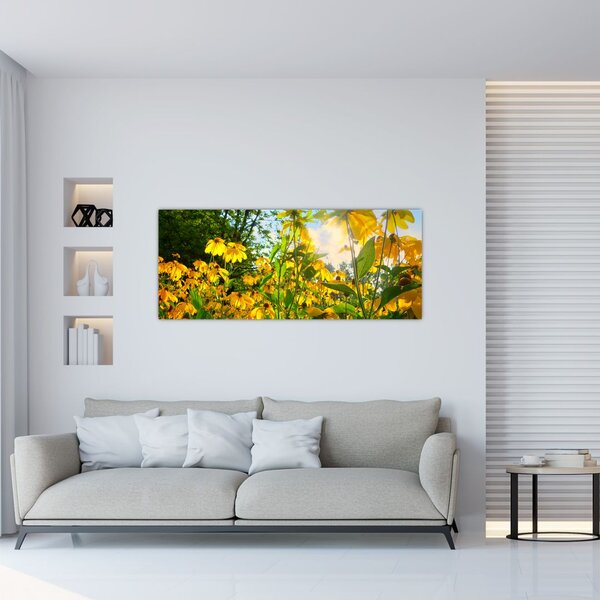 Tablou - Flori galbene (120x50 cm)