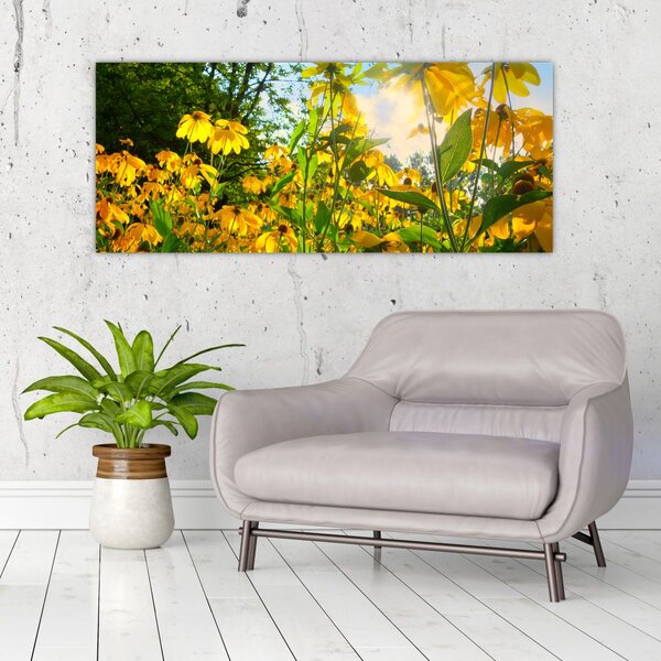 Tablou - Flori galbene (120x50 cm)