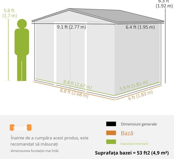 Outsunny Magazie Grădină cu Uși Glisante Duble, Sopron din Oțel și PP, Dimensiune Mare, Argintiu | Aosom Romania