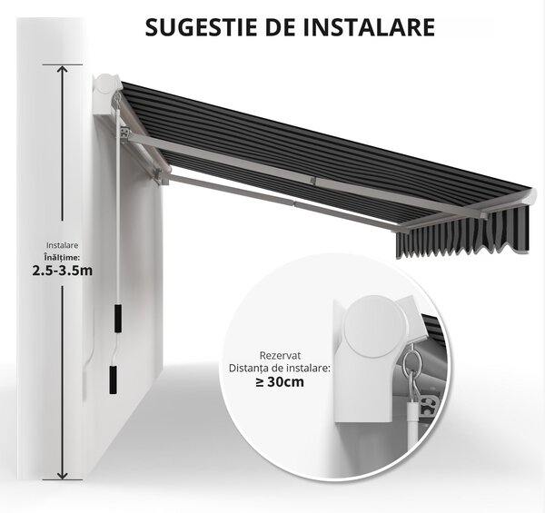 Outsunny Bază pentru Umbrelă de Soare cu Roți și Mâner Reglabil, 395x245 cm, Negru | Aosom Romania