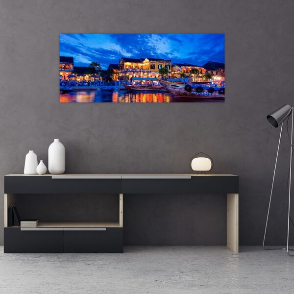 Tablou - Orașul de noapte Hoi An, Vietnam (120x50 cm)