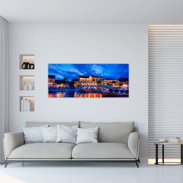 Tablou - Orașul de noapte Hoi An, Vietnam (120x50 cm)