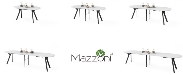 Mazzoni Masă ovală extensibilă EXPANSO Alb Mat / picioare negre