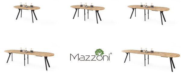 Mazzoni Masă ovală extensibilă EXPANSO Stejar Artisan / picioare negre