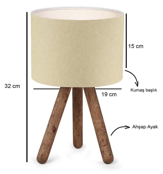 Veioză Aydak Table Lamp, Bej, 19x15x32 cm