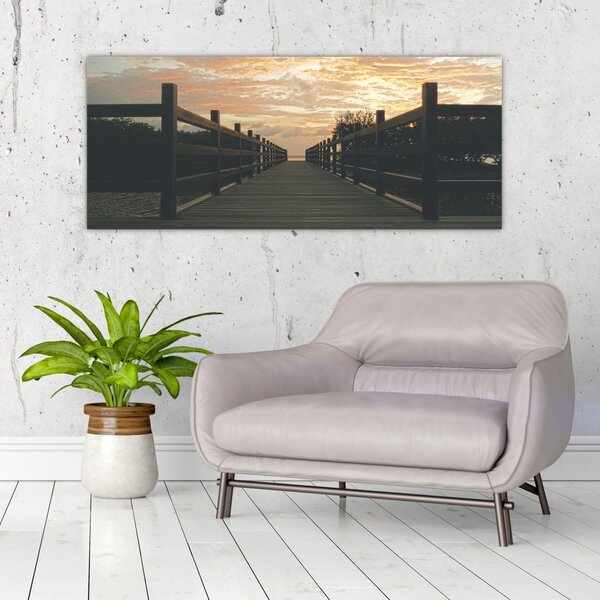 Tablou - Ponton de lemn, lac (120x50 cm)