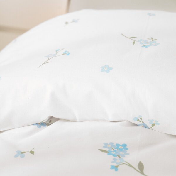 Goldea lenjerie de pat 100% bumbac - flori de nu-mă-uita 160 x 200 și 2buc 50 x 70 cm