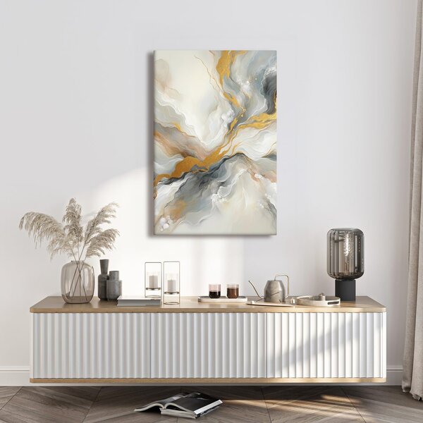 Tablou abstract linii aurii