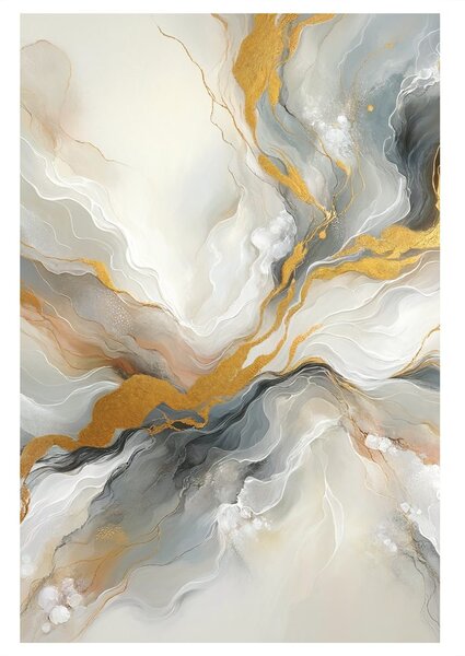 Tablou abstract linii aurii