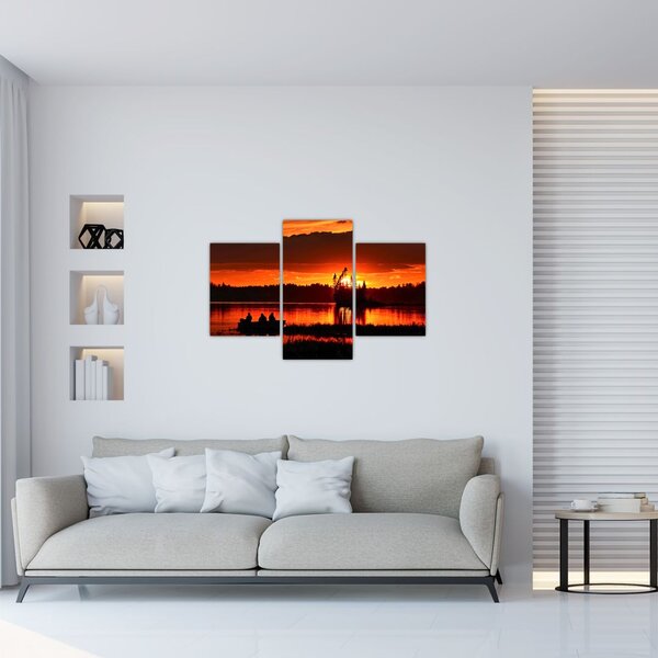 Tablou - Pescari pe lac (90x60 cm)