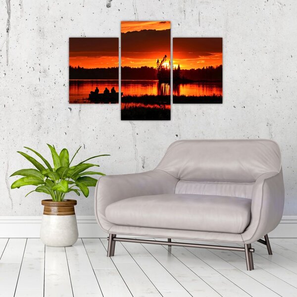 Tablou - Pescari pe lac (90x60 cm)