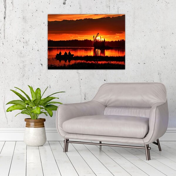 Tablou - Pescari pe lac (70x50 cm)