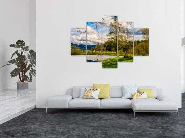 Tablou - Barcă pe lac (150x105 cm)