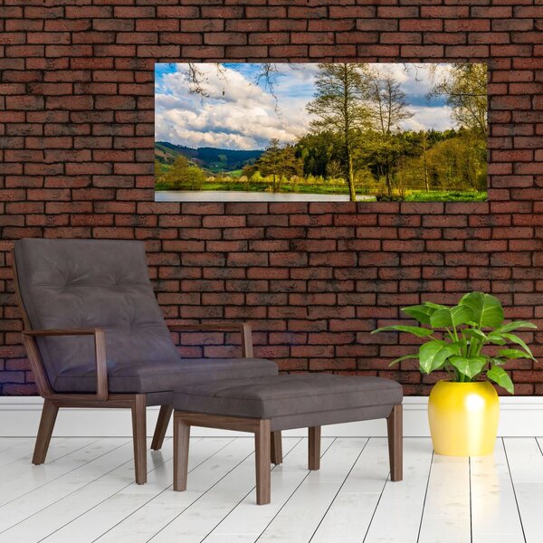 Tablou - Barcă pe lac (120x50 cm)