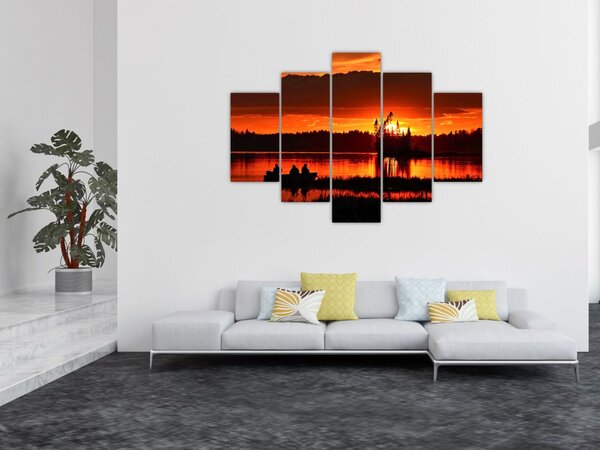 Tablou - Pescari pe lac (150x105 cm)