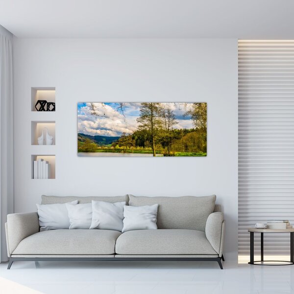 Tablou - Barcă pe lac (120x50 cm)