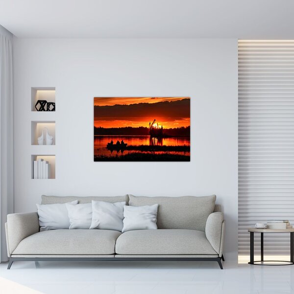 Tablou - Pescari pe lac (90x60 cm)