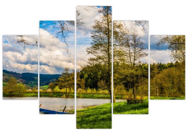 Tablou - Barcă pe lac (150x105 cm)